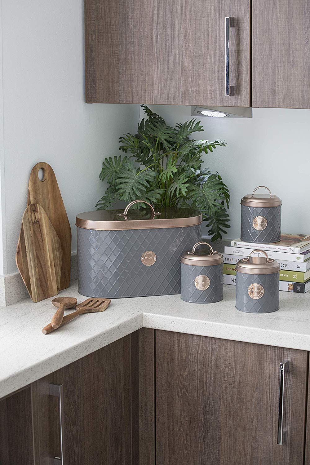 Typhoon Grey Copper Stainless Steel Bread Bin with Lid Kitchen Storage Container 5010853248929